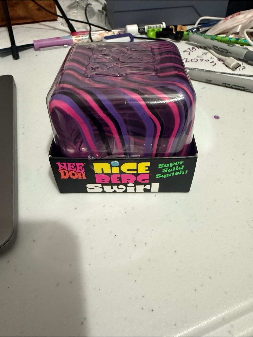 NeeDoh Nice Berg Swirl Super Solid Squish Toy - Purple & Pink